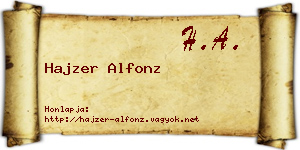 Hajzer Alfonz névjegykártya